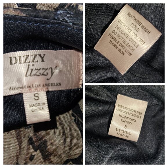 Dizzy Lizzy Floral Dress Smocked Waist Elastic Cuffs & Ruffle Hem Women Small - Picture 7 of 7